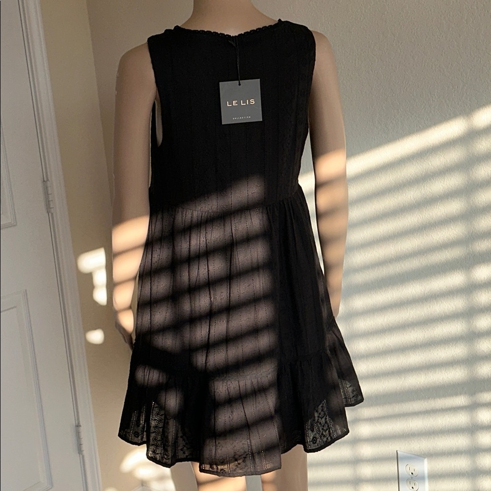 NWT 100% Cotton Le Lis Black Button-Front Mini Dress Size Small. - Picture 3 of 13